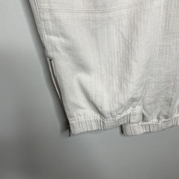 J CREW Pants Womens 2 Tie-Waist Linen-Blend Cargo NEW Ivory Ankle-Zip BG122 - Picture 5 of 13
